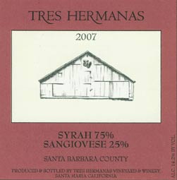 <strong>2007 Syrah/Sangiovese </strong>
Dense and complex, yet balances precisely enough to let the currant, cherry, and blackberry fruit pierces through a veil of crisp tannins. Exudes power without excessive weight. The finish lingers extraordinarily well.