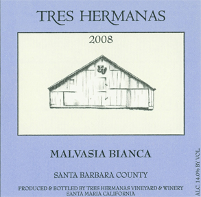 <strong>2008 Malvasia Bianca (Santa Barbara County)</strong>
Wonderful aromas of mango, honey, and ripe melon. Full-bodied, with fabulous fruit flavors and lively acidity. The finish goes on and on. Yumm! Aged in 100% French Oak